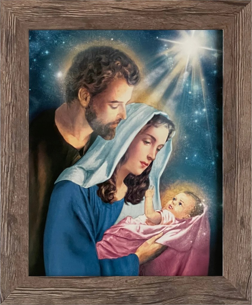 Vászonkép 30x25 Szent Család Jézus Krisztus József Mária Tölgy Keret