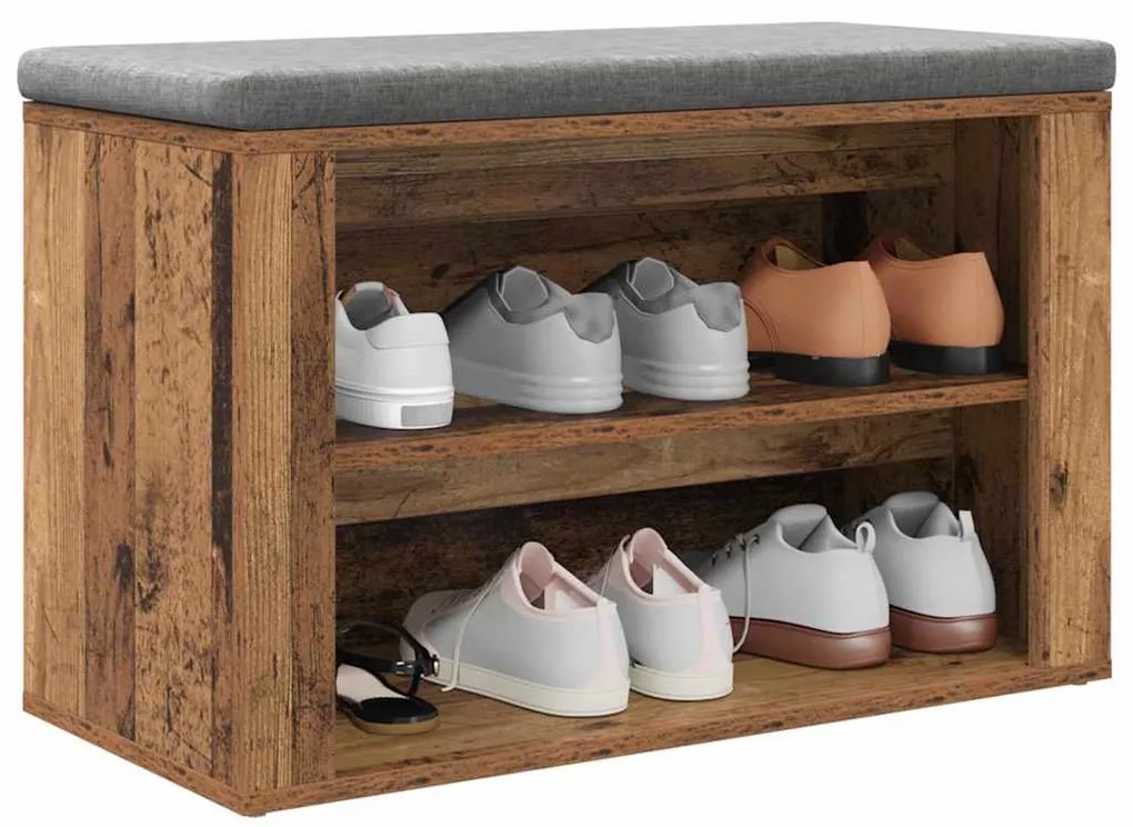 Cipőtartó polcokkal tárolóval Régi fa 75 x 35 x 45 cm Faanyag