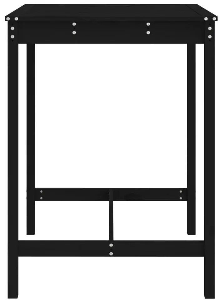 fekete tömör fenyőfa kerti asztal 82,5x82,5x110 cm