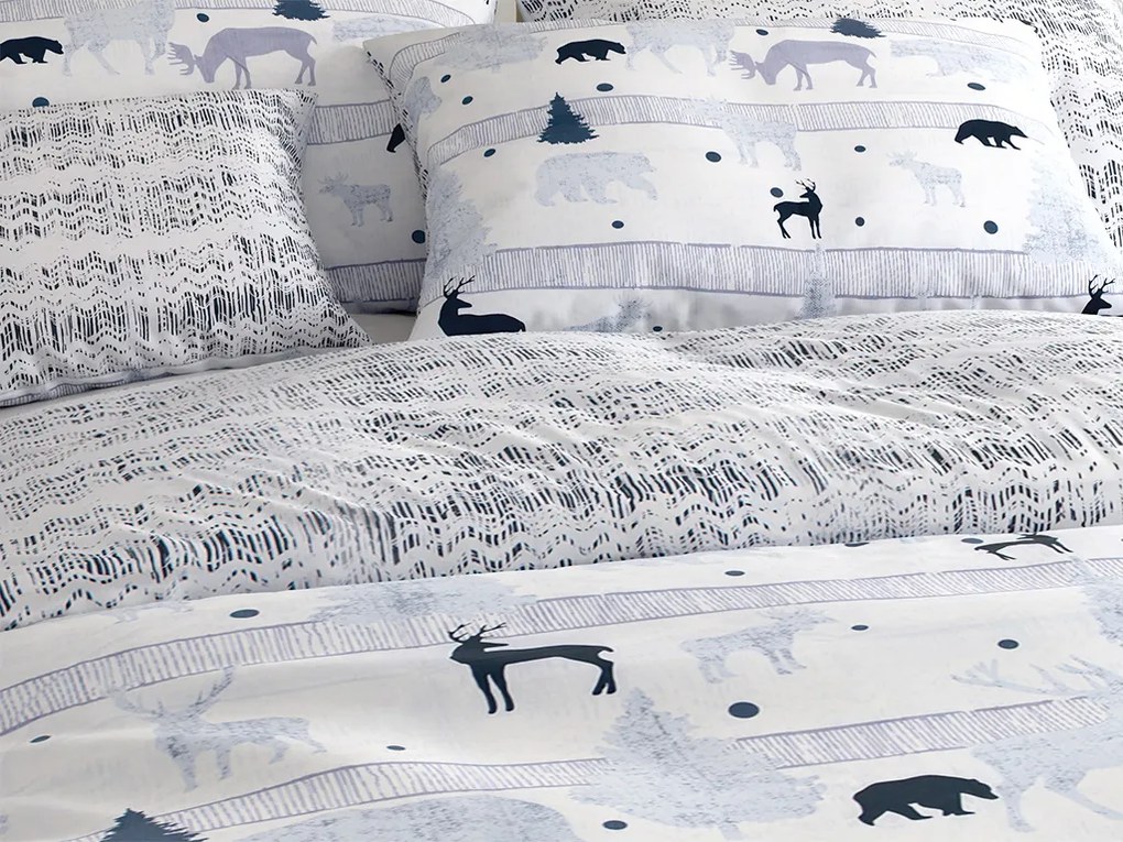 Renforcé pamut ágynemű SOBI és FENYŐK fehér Ágyneműhuzat mérete: 70 x 90 cm | 140 x 220 cm