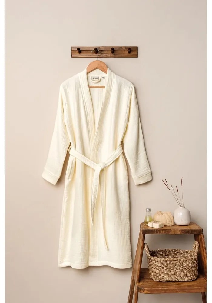 Krémszínű muszlin fürdőköpeny S/M Kimono – Foutastic