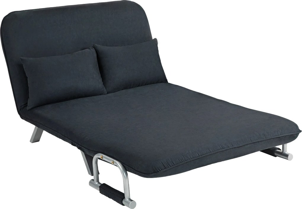 HOMCOM Ágyazható Kanapé Állítható Háttámlával, Díszpárnákkal, Alvás Funkcióval, Bársonyos Megjelenéssel, Karfával, Vendégágyként, Összecsukható Szék a