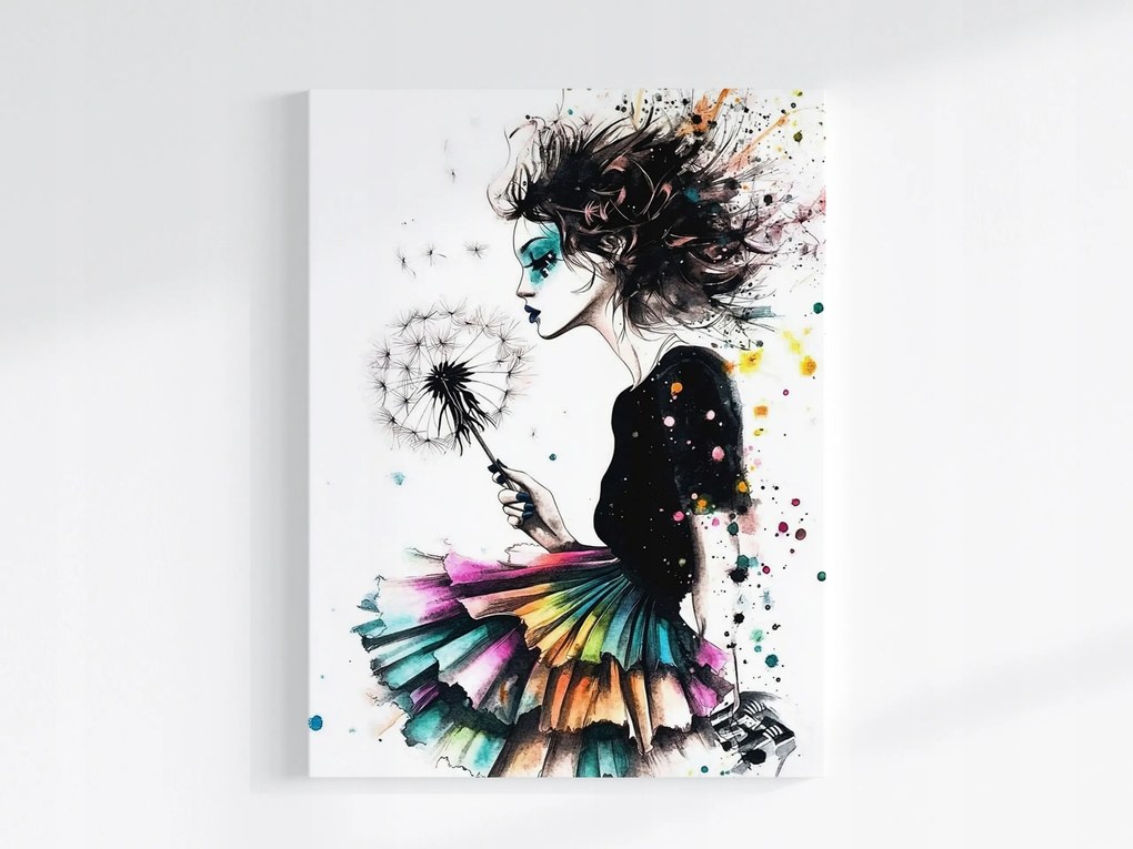 Canvas Vászonkép Nő Pitypang Portré Színes 60x80