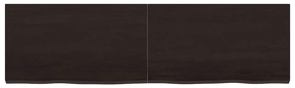 sötétbarna kezelt tömör fa fürdőszobai pult 140x40x(2-4) cm
