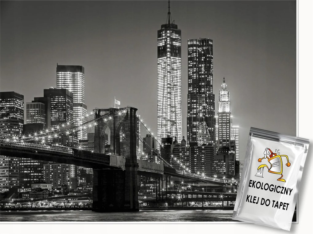 Fotótapéta Város Éjszaka Fekete-fehér Híd Hálószoba Nappali Tapéta 150x105