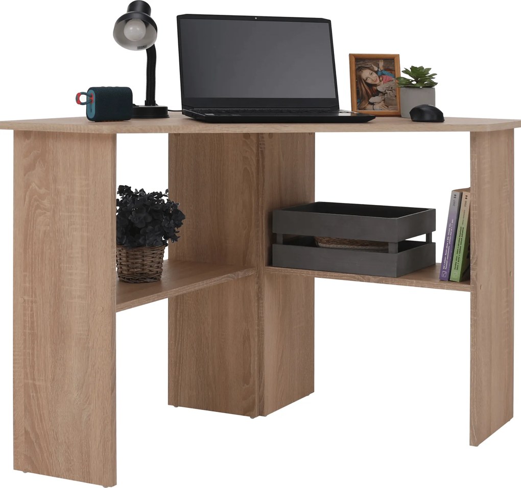 PC asztal, sarok, tölgy sonoma, RONY NEW