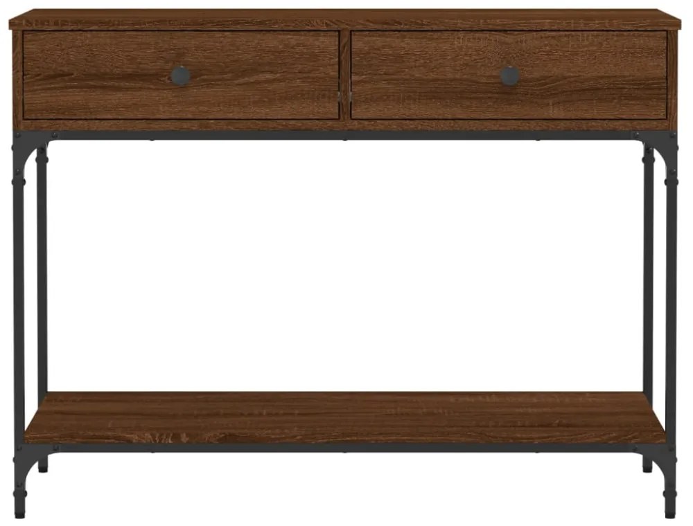 barna tölgyszínű szerelt fa tálalóasztal 100 x 34,5 x 75 cm