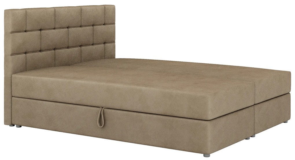 Franciaágy Boxspring 160x200 cm Waller (világosbarna) (ágyráccsal és matraccal). 1007731