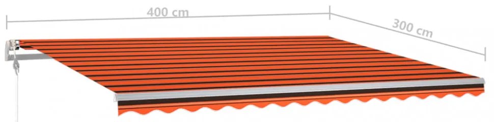 narancs és barna kézzel kihúzható LED-es napellenző 4x3 m