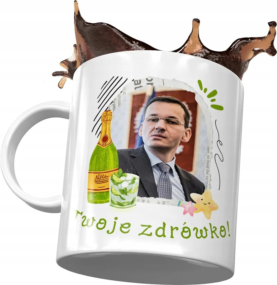 Bögre Mateusz Morawiecki miniszterelnök Politikusok Ajándék Nyomtatott Fotóval