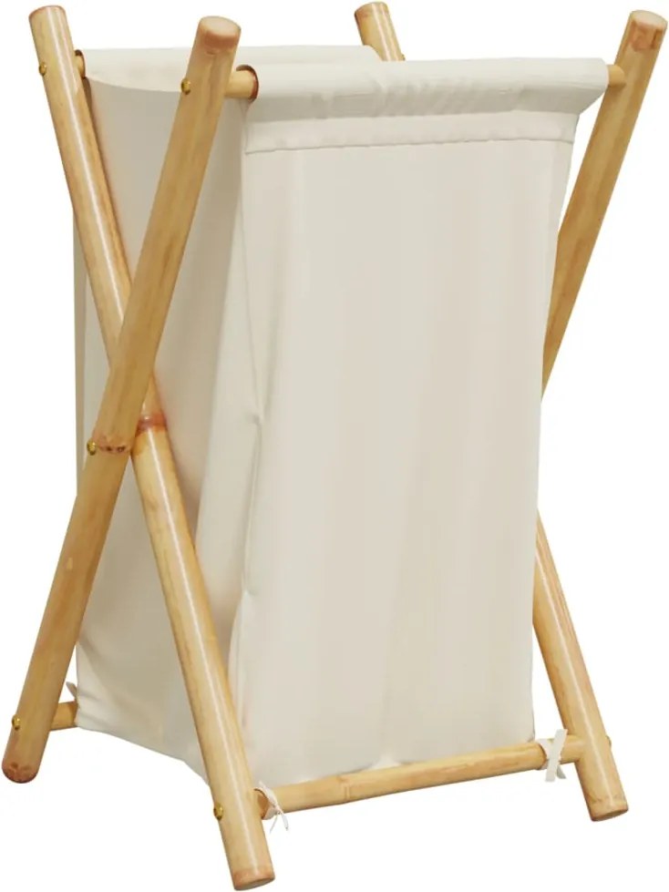 vidaXL krémfehér bambusz szennyeskosár 41,5x36x63,5 cm