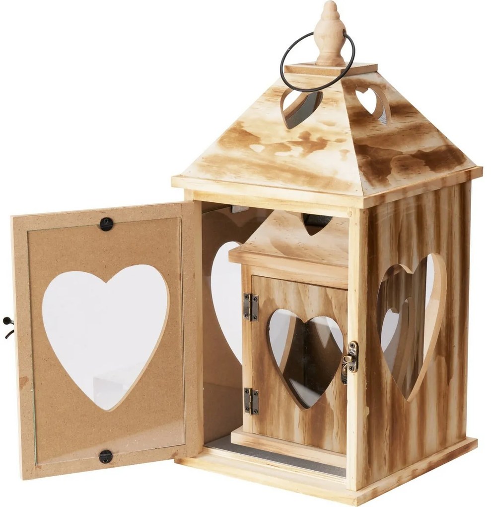 Fából készült lámpás szett Szív, 2 db