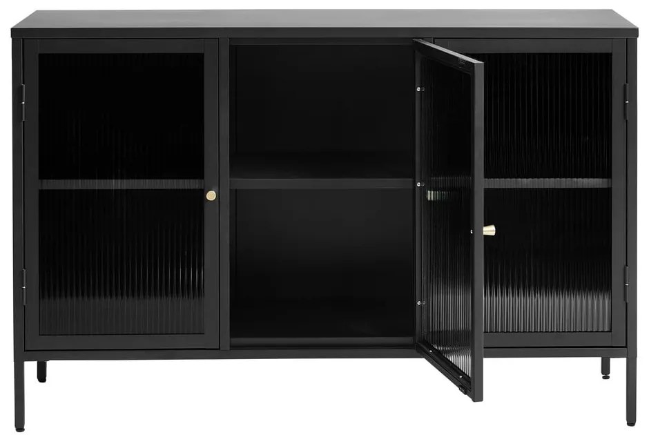 Fekete fém tálalószekrény 132x85 cm Bronco – Unique Furniture
