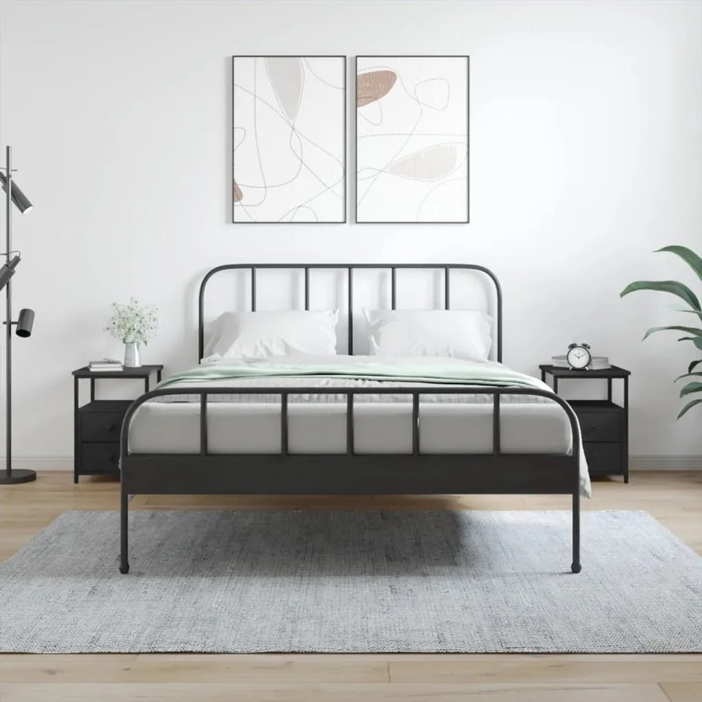 2 db fekete szerelt fa éjjeliszekrény 34x35,5x50 cm