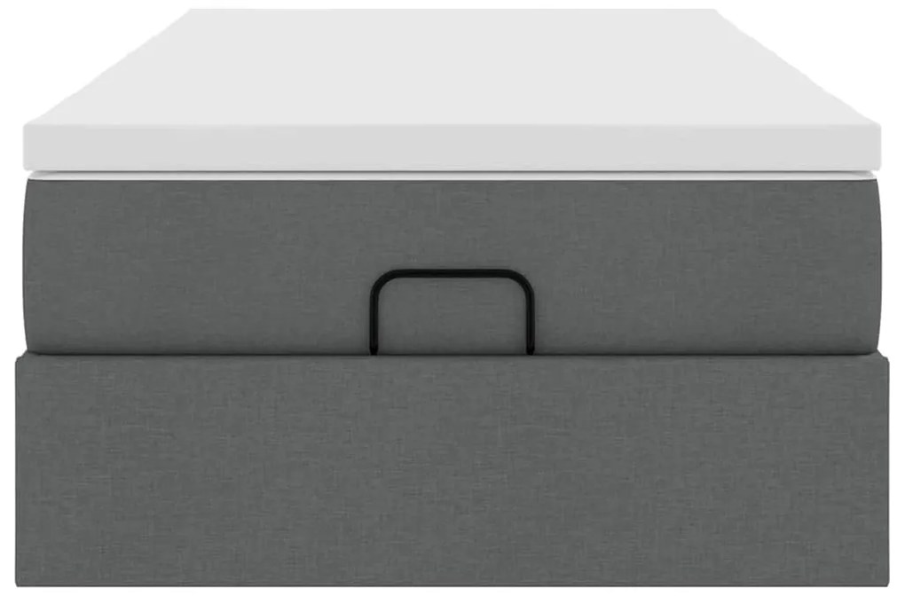 Ottomán ágykeret matraccal sötét szürke 90x190cm szövet
