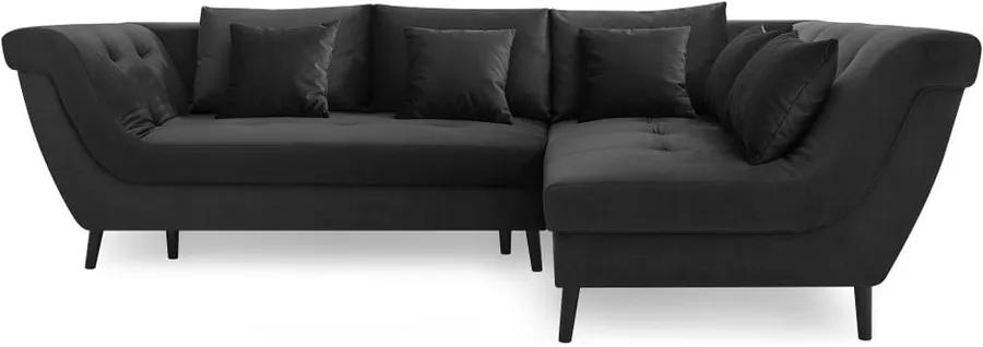 Real sötétszürke négyszemélyes kinyitható kanapé, jobb oldali - Bobochic Paris