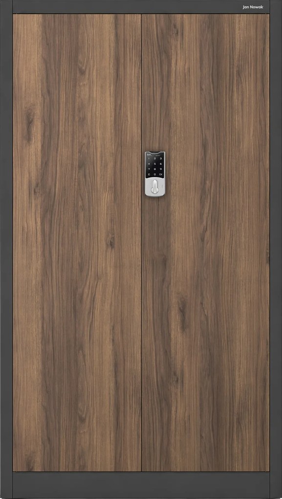 Irodai fém szekrény számzáras antracit / dió: Eco Design DANIEL, 900 x 1850 x 400 mm