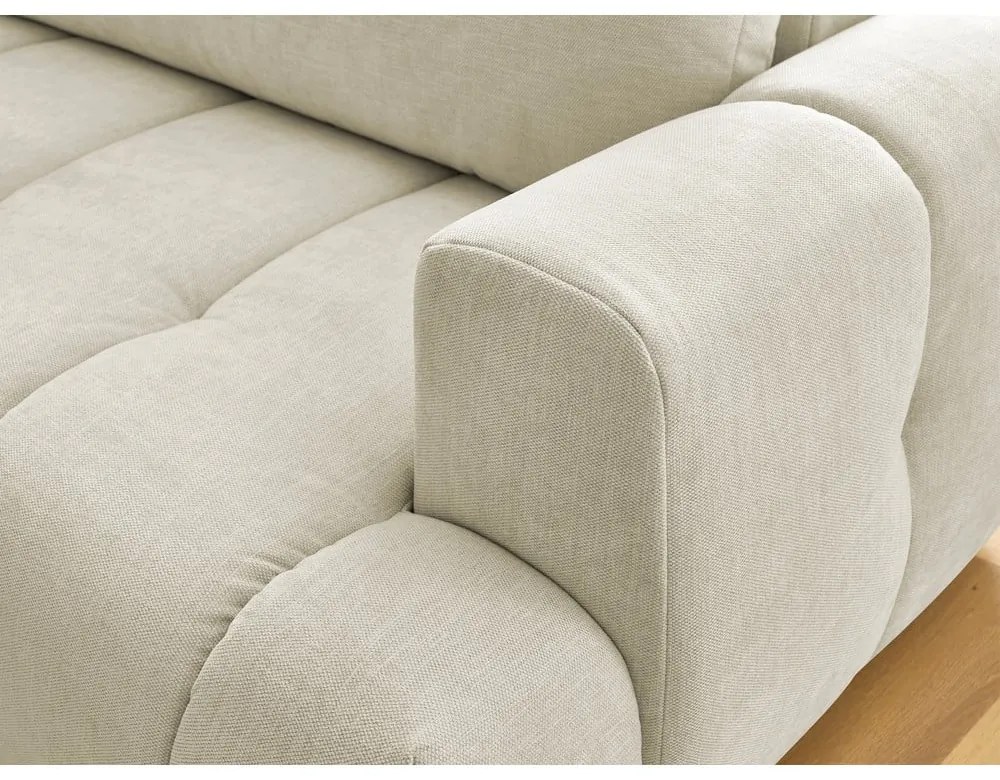 Bézs kinyitható-tárolóhelyes sarokkanapé (bal oldali-L alakú) Fuji – Bobochic Paris