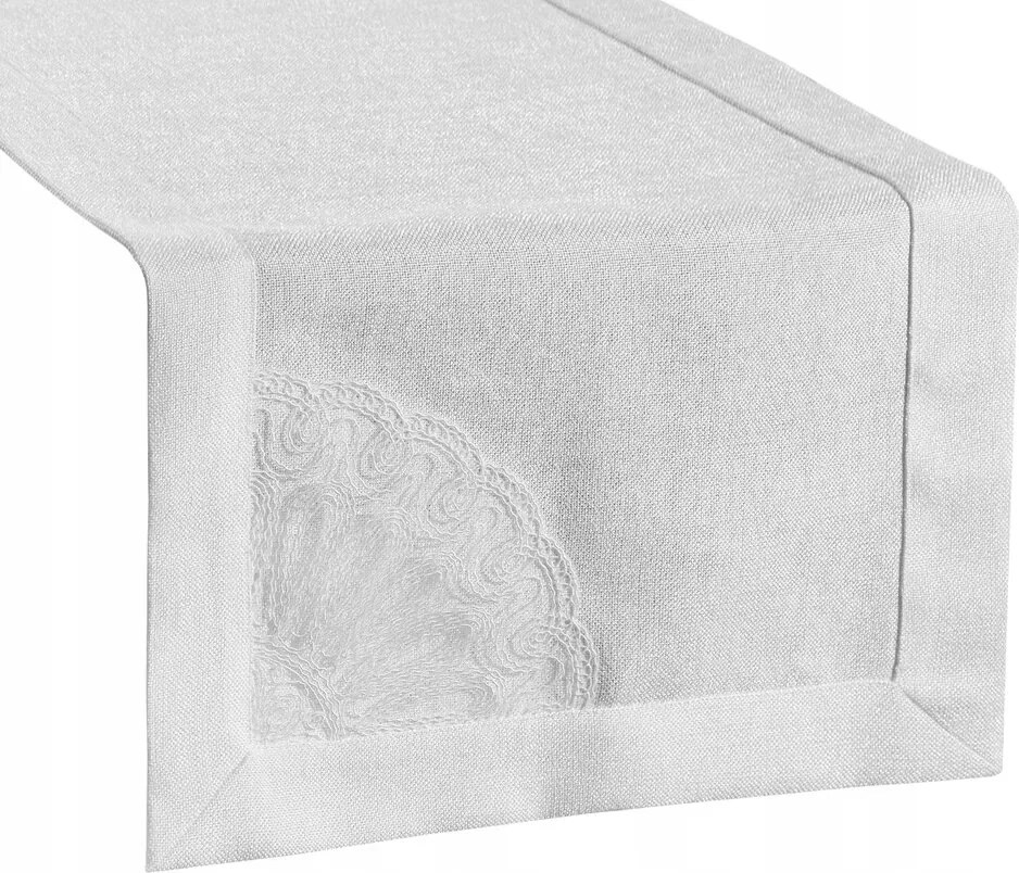 Dekorációs futópad Elen 40x140 Eurofirany fehér kanta hímzett csipkével