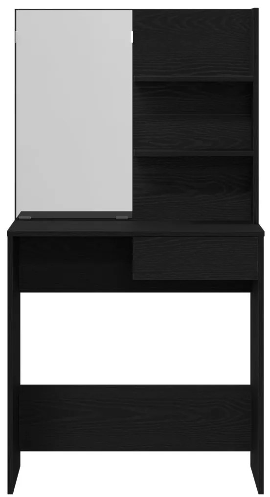 vidaXL Fekete tölgy öltözőasztal tükrökkel - 74.5 x 40 x 141 cm