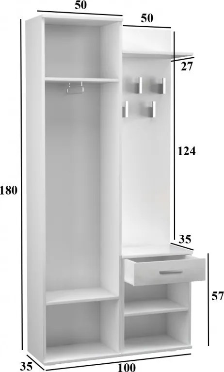 Duo előszobafal, sonoma