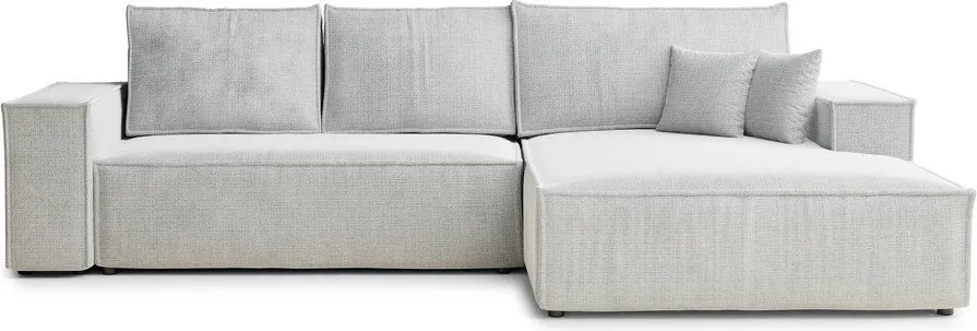 Világosszürke zsenília kinyitható-tárolóhelyes sarokkanapé (jobb oldali-heverő résszel) Maze – Maison de Rêve