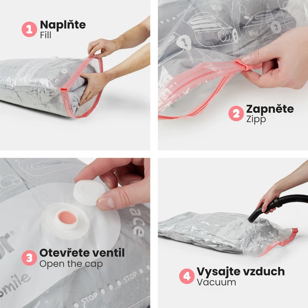 Tömörítő Aspispace M 70 l, 55 x 90 cm, 10 db,vákuumos tároló zsákok készlete, 10 db, 10 db