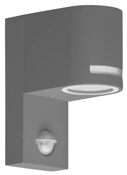Kobi Kültéri fali lámpa érzékelővel QUAZAR 1xGU10/11W/230V IP44 szürke KB0176