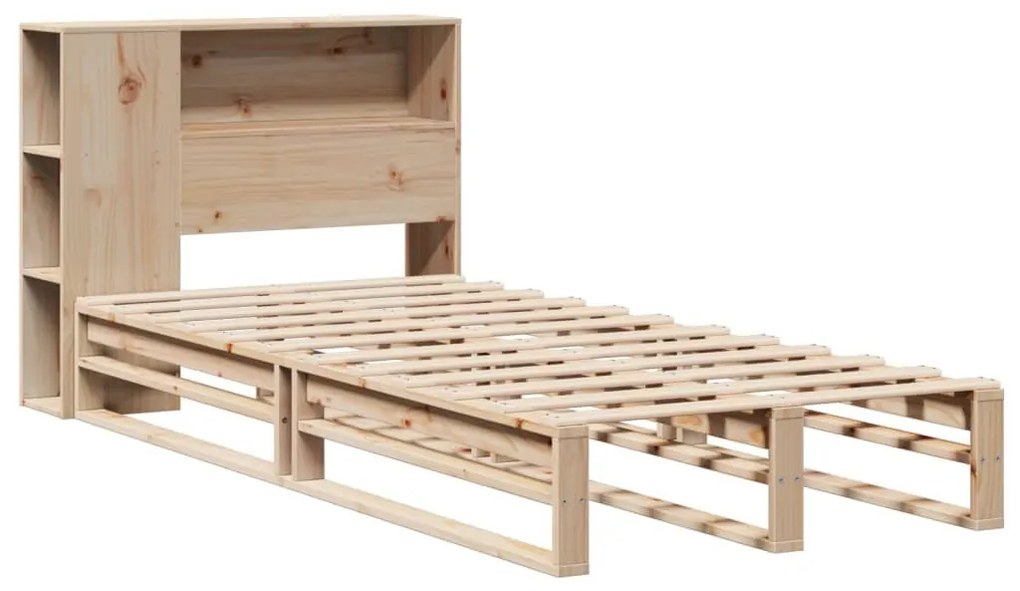 vidaXL tömör fa könyvespolcos ágy matrac nélkül 100 x 200 cm