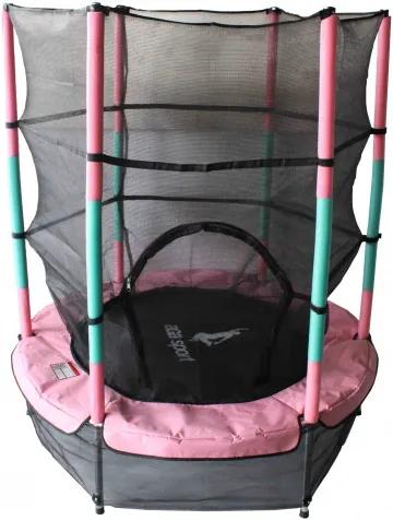 Aga gyerek trambulin védőhálóval 140 cm - Rózsaszín