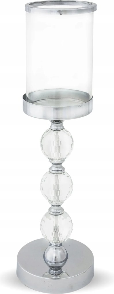 Gyertyatartó Fém Üveg Csillogó Dekoráció