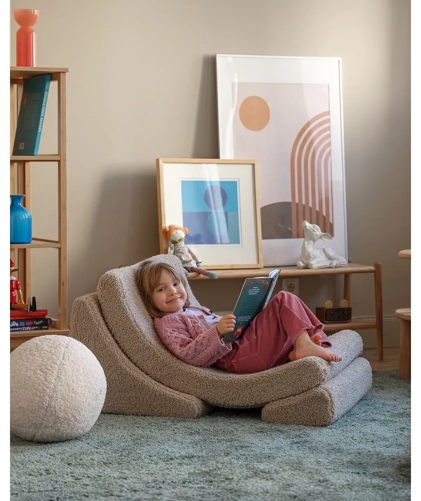 Világosbarna buklé gyerek fotel Moon – Wigiwama