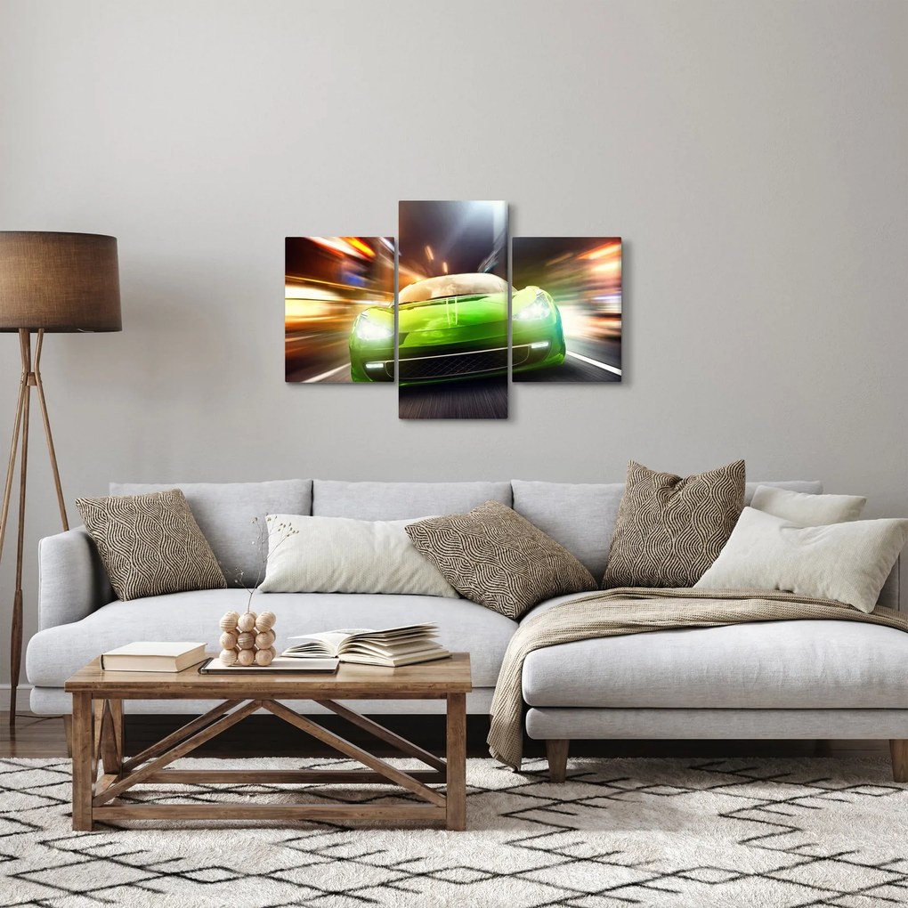 Kép - Zöld versenyautó (90x60 cm)