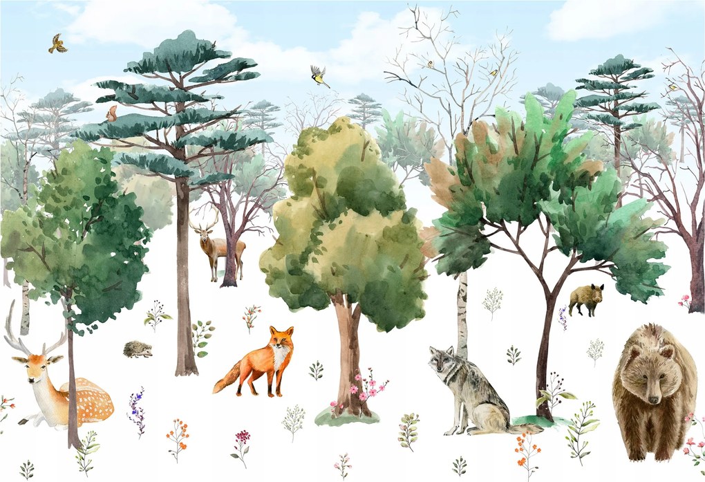 Gyerek fotótapéta Fák Állatok Erdő 254x184