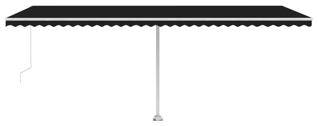 Antracitszürke kézzel behúzható LED-es napellenző 600x300 cm