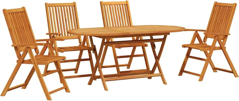 vidaXL Kert étkező szett 5 pcs Barna Tömör Akácfa