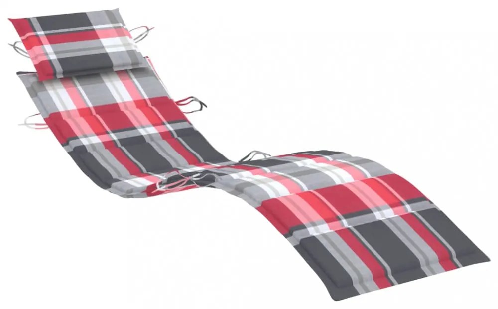 piros kockás oxford szövet napozóágy párna 186x58x4 cm