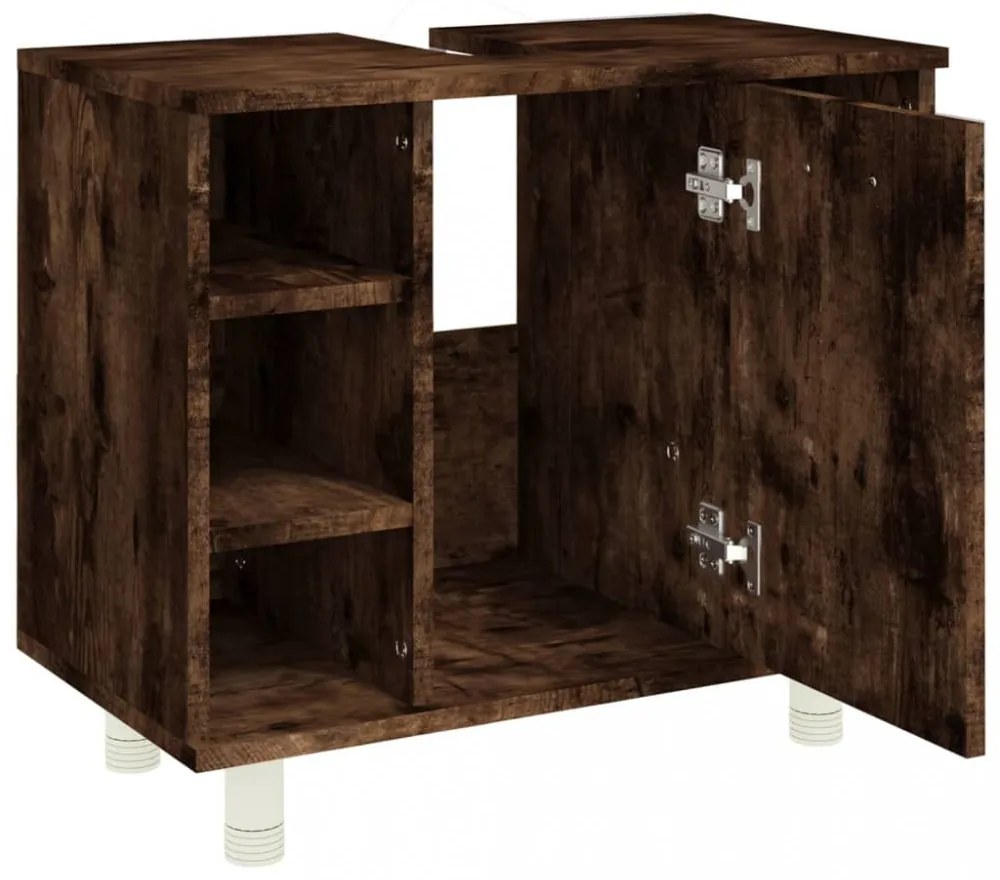 vidaXL füstös tölgy színű szerelt fa fürdőszobaszekrény 60x32x53,5 cm