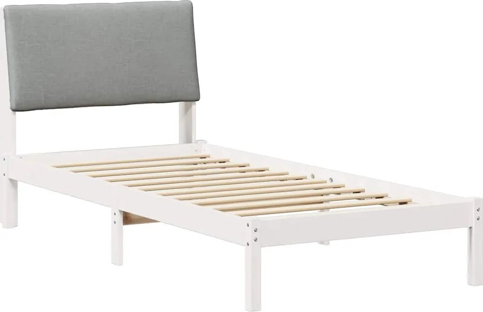 vidaXL Ágykeret Fehér és világosszürke 100 x 200 cm Tömör fenyőfa