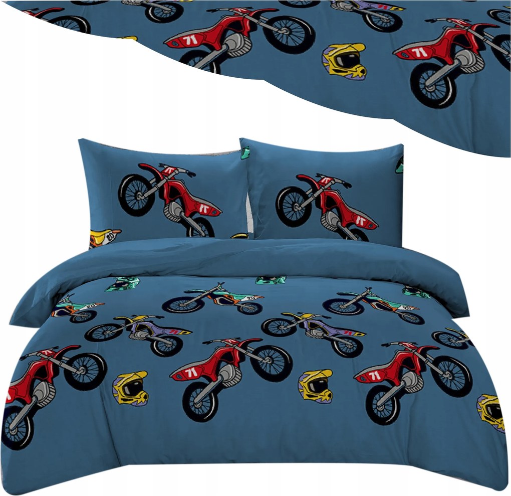 Ágyneműhuzat 160x200 2 párnahuzat 3D motoros ágyneműhuzat garnitúra Többféle minta