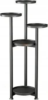 Többszintes Fém Virágállvány, Fekete, 100cm