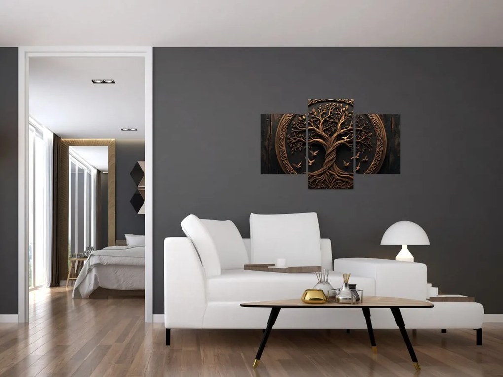 Kép – Fából készült életfa (90x60 cm)