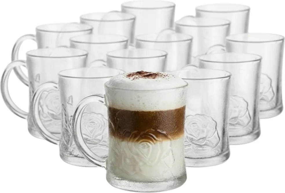 12x Poharak 280 ML Kávés Teáscsészék Füllel Pohár Szett