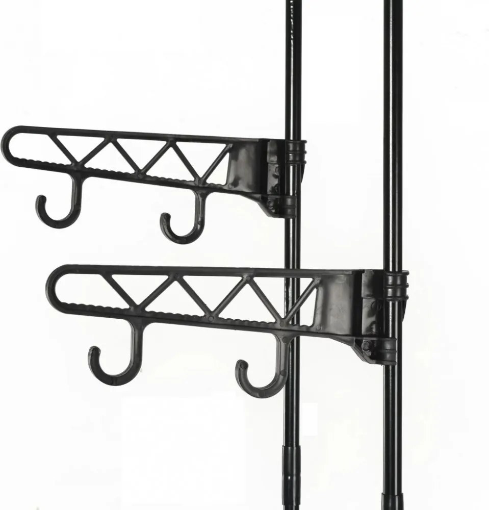fekete acél/nemszőtt textília ruhaállvány 55 x 28,5 x 175 cm