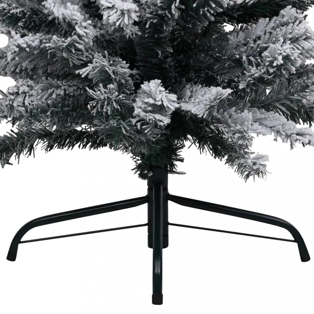 zöld PVC vékony műkarácsonyfa hóval 150 cm