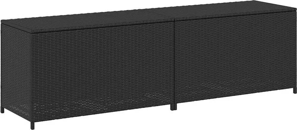 Fekete Polyrattan Kerti Tárolóláda 200 X 50 X 60 Cm