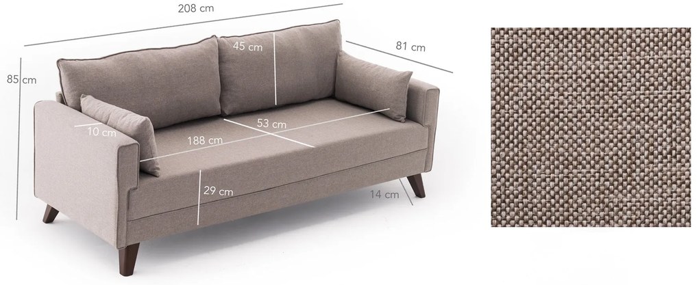 3 személyes kanapéágy Bella Sofa - Krém
