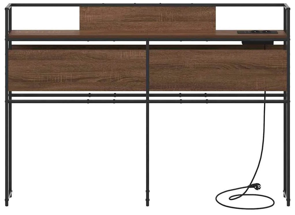 Tároló fejtámla polcokkal tárolóval barna tölgy 120 cm Faanyag
