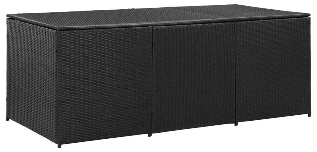 Fekete polyrattan kerti tárolóláda 180 x 90 x 70 cm