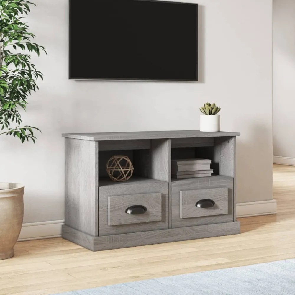 szürke sonoma színű szerelt fa TV-szekrény 80 x 35 x 50 cm